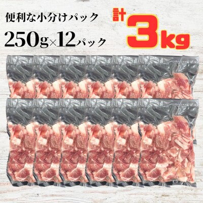 ふくよか豚切り落とし3.0kg(250g×12パック)【配送不可地域：離島】
