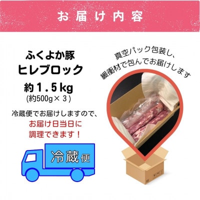 工場直送・鮮度抜群・ダイナミック　【ふくよか豚】豚ヒレブロック　約1.5kg【配送不可地域：離島】