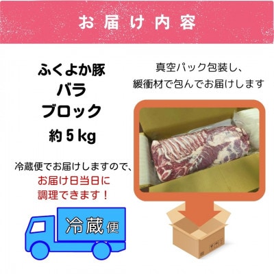 工場直送・鮮度抜群・ダイナミック　【ふくよか豚】豚バラブロック　約5kg【配送不可地域：離島】