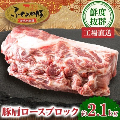 工場直送・鮮度抜群・ダイナミック【ふくよか豚】豚肩ロースブロック 約2.1kg【配送不可地域：離島】