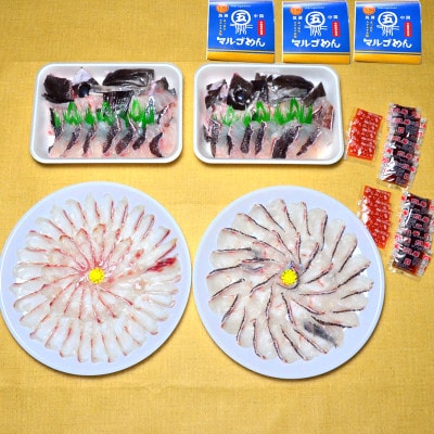 九州の高級魚　天然あら(クエ)フルコース6人前 刺身、しゃぶしゃぶ、ちり鍋。〆は米粉麺(岡垣町)【配送不可地域：離島】