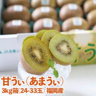 福岡産ブランドキウイ・甘うぃ24-33玉箱(約3kg)(岡垣町)【配送不可地域：離島】