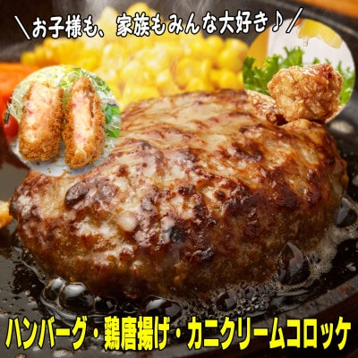 惣菜盛り合わせAセット(ソース付ハンバーグ・鶏モモから揚げ・カニクリームコロッケ)(岡垣町)【配送不可地域：離島】