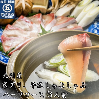 九州産 寒ブリ平政 しゃぶしゃぶ鍋 ハーフコース(3人前)(岡垣町)【配送不可地域：離島】