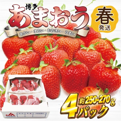 【2026年2月上旬～4月下旬発送予定】博多あまおう(春)(250g-270g)×4パック(岡垣町)【配送不可地域：離島・北海道・沖縄県】