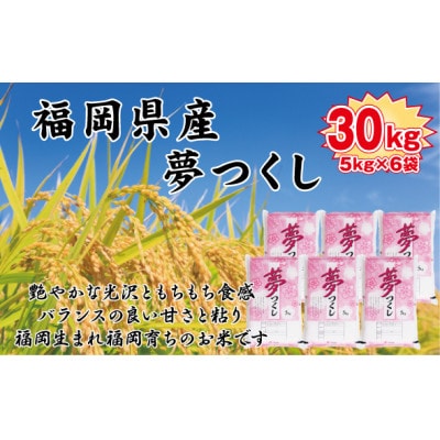 【令和7年産新米・先行予約】【食味鑑定士厳選】福岡県産 夢つくし30kg(5kg×6袋)(岡垣町)