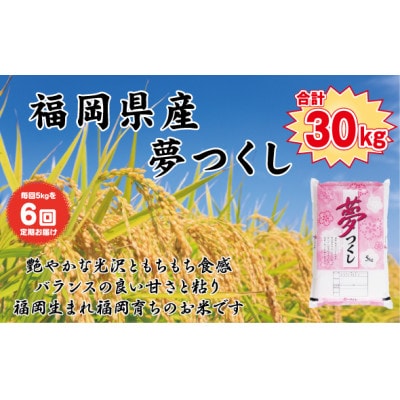 【発送月固定定期便】【食味鑑定士厳選】福岡県産 夢つくし5kg(5kg×1袋)(岡垣町)全6回