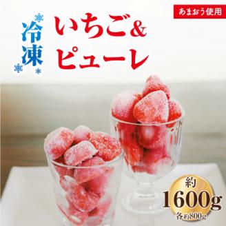 食べ比べ[あまおう]冷凍いちご800g、いちごの冷凍ピューレ800g(岡垣町)[配送不可地域:離島]