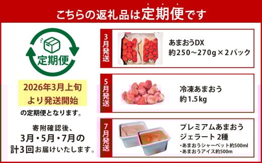 【予約受付・3回定期便】あまおう贅沢セット あまおう ジェラート 冷凍あまおう いちご イチゴ 苺 果物 くだもの フルーツ アイス 定期便 【2026年3月上旬～7月下旬発送予定】