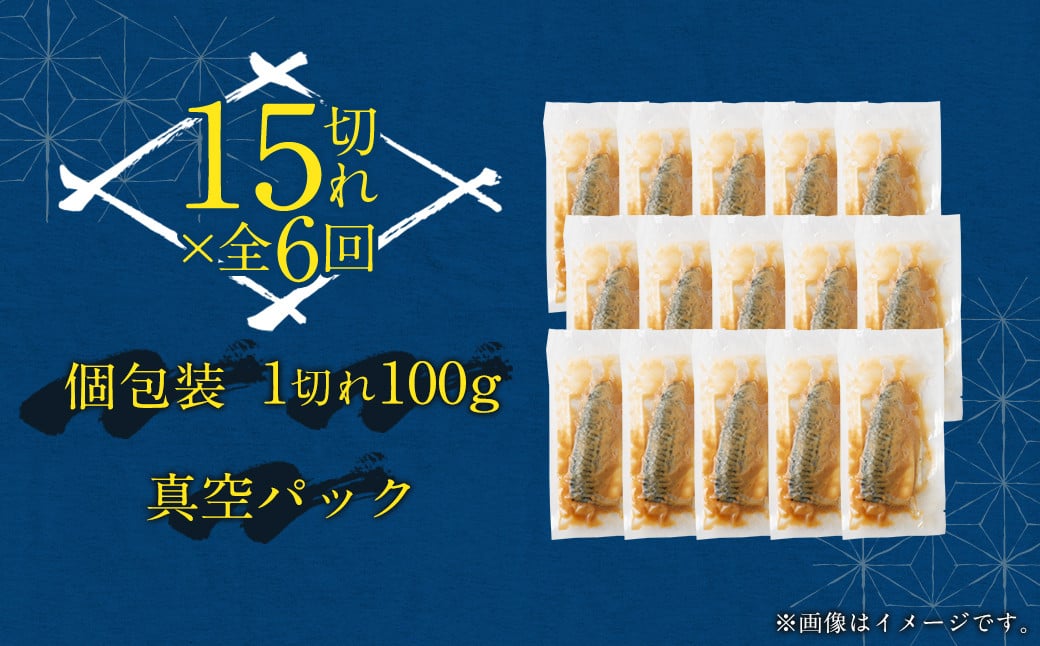 【6回(隔月)定期便】 骨取り 天然トロさばフィレの味噌煮 15切れ 計1.5kg×6回 ( 個包装 ・ 真空パック入り ) 鯖 さば 味噌煮