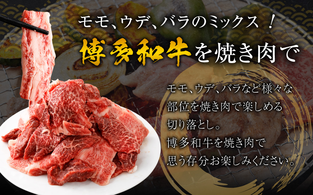 博多和牛 焼肉 切落し ミックス 500g×2パック 計約1kg 肉 牛肉 お肉 モモ ウデ バラ 切り落とし