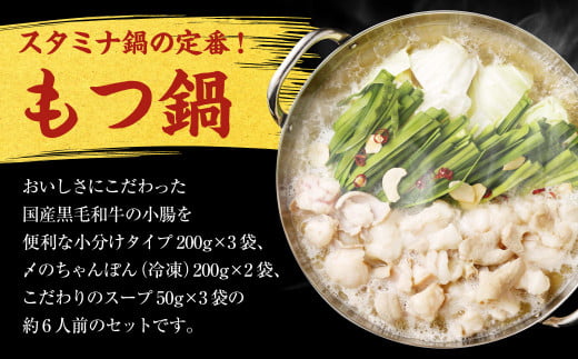 国産 黒毛和牛 もつ鍋（醤油味）4人前 冷凍ちゃんぽん・濃縮スープ付＋ハーブ育ちチキン使用！水炊き 4人前 合計8人前