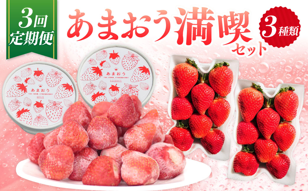 【予約受付・3回定期便】 あまおう満喫セット 【2026年3月上旬～8月発送予定】 （フレッシュあまおう ／ 冷凍あまおう ／ あまおうジェラート） 苺 イチゴ いちご あまおう ジェラート フルーツ 果物 くだもの セット お取り寄せ ギフト プレゼント おすすめ 定期便 国産 冷凍