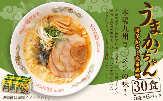 うまかっちゃん 博多からし高菜風味 30食 (5袋×6パック) とんこつ ラーメン インスタントラーメン 袋麺: 遠賀町ANAのふるさと納税