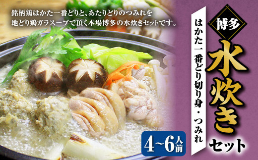 博多水炊き（はかた地どり切り身・つみれ）セット 4～6人前 鍋 鍋セット 水炊き 水たき 鶏モモ もも肉 鶏肉 つみれ 切り身 福岡 国産 冷凍