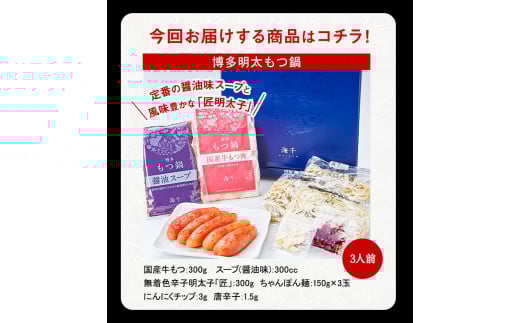 博多明太もつ鍋 3人前セット 送料無料 ギフト《30日以内に出荷予定(土日祝除く)》もつ ちゃんぽん 明太子 株式会社 海千---sc_fkaimenmotu_30d_r7_21000_3p---
