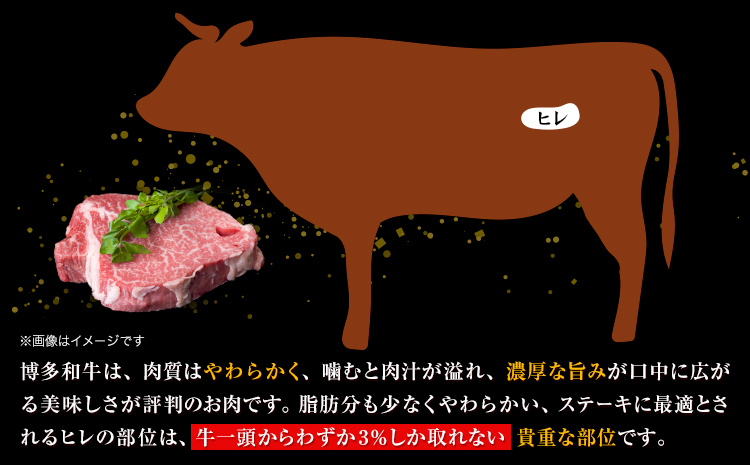 博多和牛ヒレステーキ 450g 150g×3枚 株式会社MEAT PLUS《30日以内に出荷予定(土日祝除く)》福岡県 鞍手郡 小竹町 博多和牛 和牛 牛肉 ヒレ ステーキ ヒレステーキ---sc_fmphkthr_30d_r7_30000_450g---