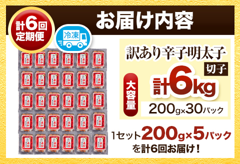 【定期便】訳あり 辛子明太子 よかめんたい 切れ子 200g×5パック6回お届け 富八商店 《お申込み月の翌月から出荷開始》---sc_fhtykmtei_r7_73500_ev2mo6num1---