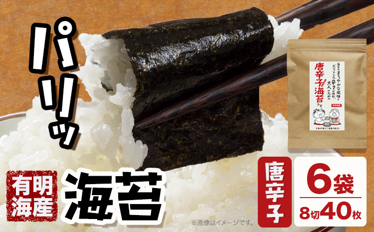海苔 福岡有明のり とうがらし海苔 40枚入 × 6袋 朝ごはん本舗《90日以内に出荷予定(土日祝除く)》福岡県 鞍手郡 小竹町 小分け 唐辛子 有明海産 九州---sc_tgrs_90d_r7_12000_40i---