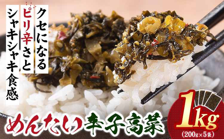 めんたい辛子高菜 計1kg (200g×5p)《30日以内に出荷予定(土日祝除く)》 福岡県 小竹町 送料無料 辛子 明太子 めんたいこ 高菜 おかず ご飯のお供 大容量---ktk_sckmt_30d_r7_5000_1kg---