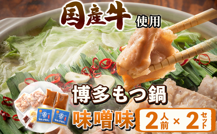 もつ鍋味噌味 2人前×2セット 計4人前 株式会社マル五 国産牛 マルゴめん《30日以内に出荷予定(土日祝除く)》  ---sc_fmrgmiso_30d_r7_13500_4p---