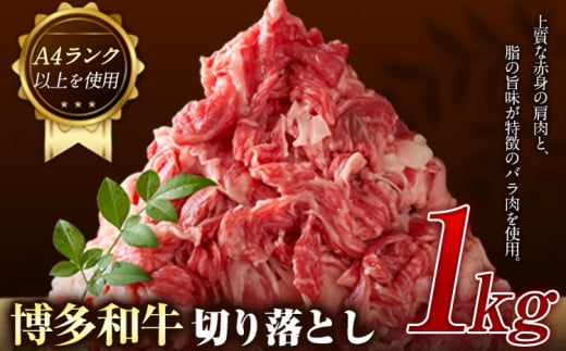 博多和牛切り落とし 1000g (500ｇ×2パック)《30日以内に出荷予定(土日祝除く)》 博多和牛 牛肉 A4ランク---sc_fmphwgkiri_30d_r7_15000_1kg---