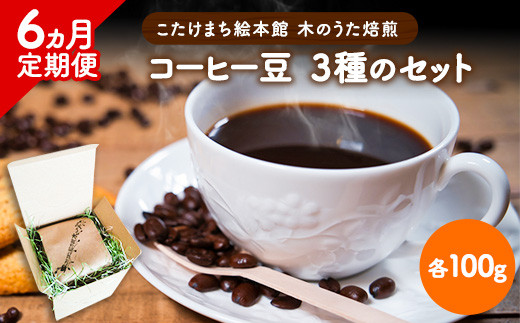 【6ヶ月定期便】コーヒー豆3種のセット 各100g(豆) 計300g 《お申込み月の翌月から出荷開始》 旬 オリジナルブレンド ---sc_utawbtei_r7_48000_mo6num1---