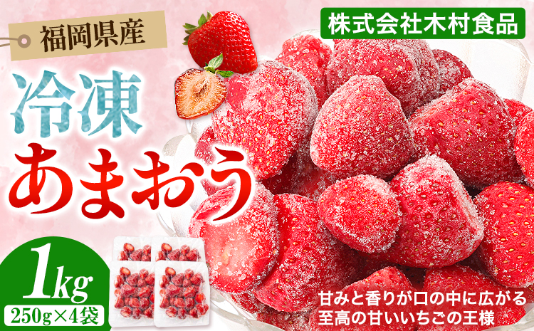 福岡県産 冷凍あまおう 小分けパック 1kg(250g×4袋) 株式会社木村食品[90日以内に出荷予定(土日祝除く)]福岡県 小竹町 冷凍あまおう いちご 冷凍フルーツ 果物 送料無料---sc_fkmramo_90d_24_12000_1kg---