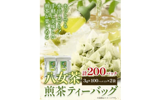 八女茶 煎茶ティーバッグ 計200パック (3g×100パック入り×2袋) 株式会社親和園《30日以内に出荷予定(土日祝除く)》---skr_snwympac_30d_r7_11500_200i---