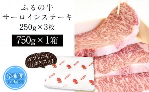 【3ヶ月定期便】ふるの牛 特選サーロインステーキ 750g(250g×3枚) 有限会社ふるの《お申込み月の翌月から出荷開始》---skr_fhrnsttei_r7_150000_mo3num1---