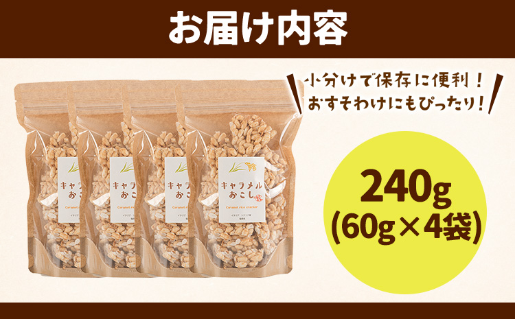 キャラメルおこし240g(60g×4袋)  乾濃屋《30日以内に出荷予定(土日祝除く)》ポン菓子 キャラメル おこし お菓子---skr_knokskya_30d_25_9500_240g---
