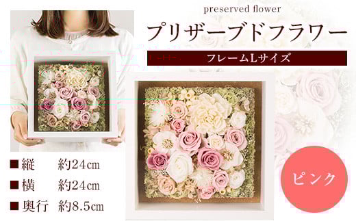 プリザーブドアレンジメント フレームLサイズ【カラー：ピンク】 花や 《90日以内に出荷予定(土日祝除く)》 花 フラワー   ---skr_pflaml_90d_r7_57000_1p_pi---