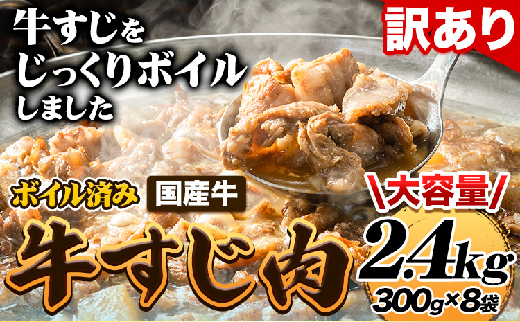 便利なボイル済★ 国産 牛の 牛すじ 牛筋 ボイル済 2.4kg 1袋 300g[30日以内に出荷予定(土日祝除く)] 訳あり すじ肉 牛すじ煮込み 選べる 内容量 牛肉 牛---skr_fmkbirsj_30d_24_14600_2400g---