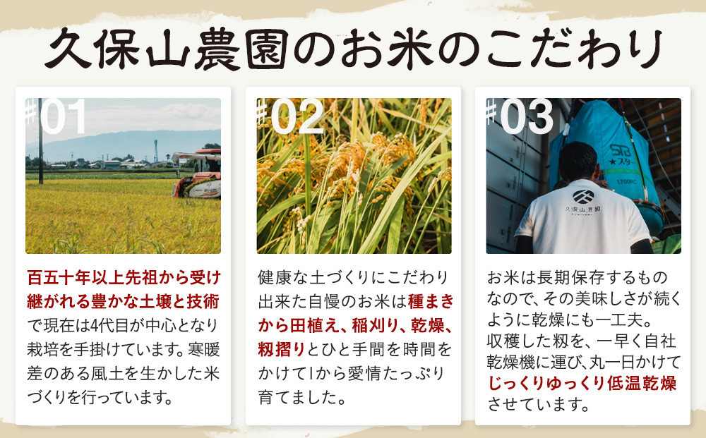【特別栽培米】久保山百年米‐白米‐真空パック(2合×5袋)計1.5kgギフトにもオススメ!【定期便3回】