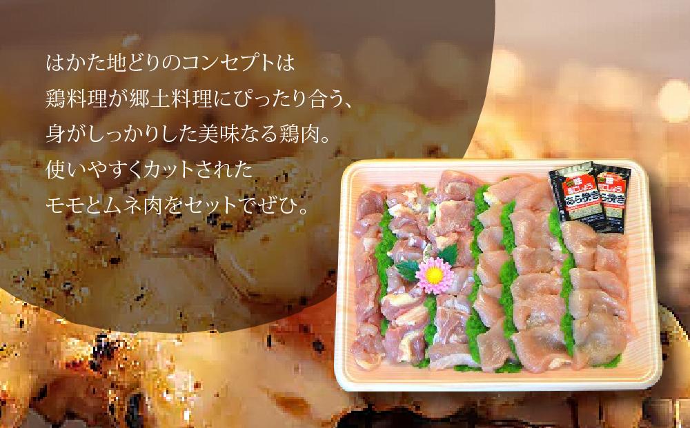 はかた地どり モモ・ムネ肉 合計500g 塩胡椒付＜化粧箱入＞ ＜筑前町＞