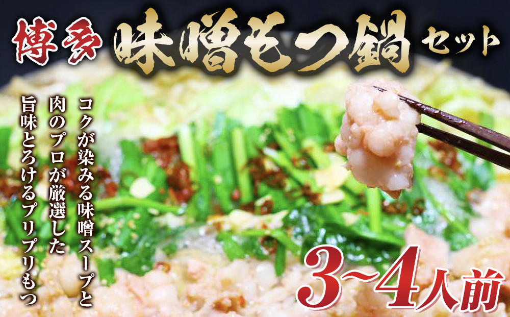 博多味噌もつ鍋 3～4人前 牛もつ400g ( 200g×2パック )