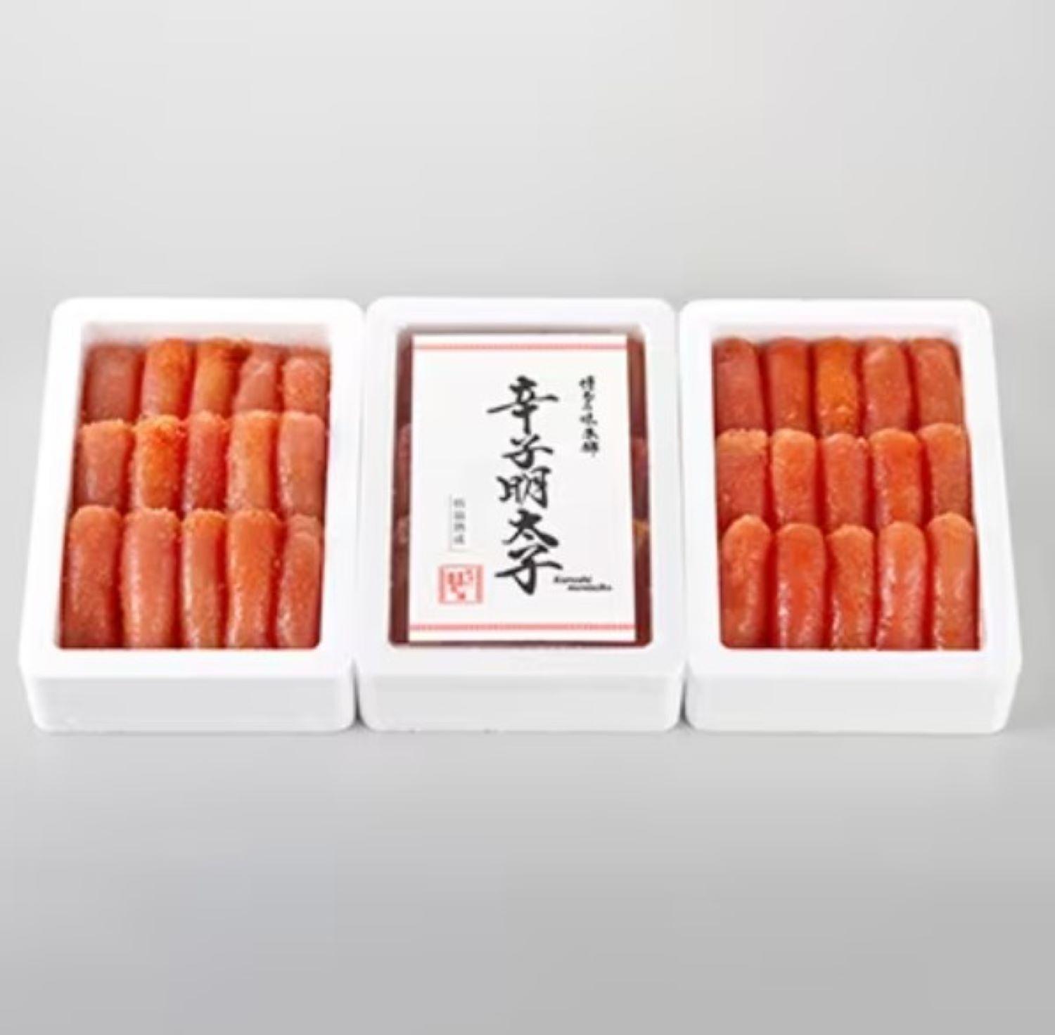 3箱に小分けした辛子明太子350g×3箱(計1.05kg)