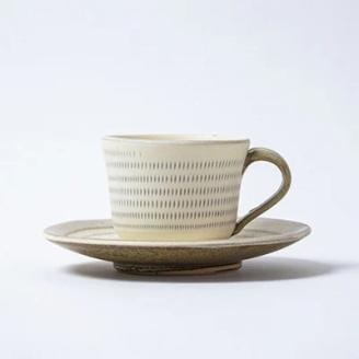 AAB1 小石原焼 原彦窯 コーヒーカップ＆ソーサー（ホワイト・マット）