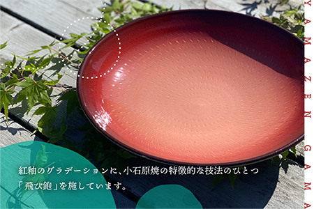 FM6 【やまぜん窯】紅釉鉋高台皿