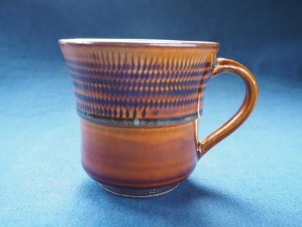 H30 小石原焼飴釉飛鉋マグカップ（太田熊雄窯）