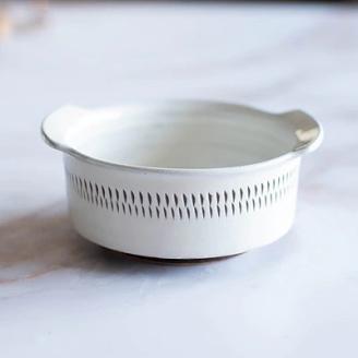 AA120 小石原焼 カネハ窯 飛び鉋グラタン皿セット(白ツヤ×M)