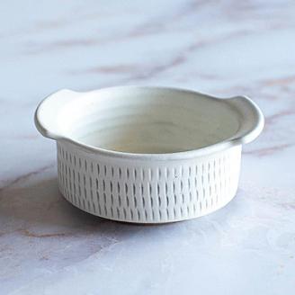 AA119 小石原焼 カネハ窯 飛び鉋グラタン皿セット(白マット×M)