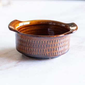 AA118 小石原焼 カネハ窯 飛び鉋グラタン皿セット(飴ツヤ×M)