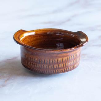 AA112 小石原焼 カネハ窯 飛び鉋グラタン皿(飴ツヤ×S)