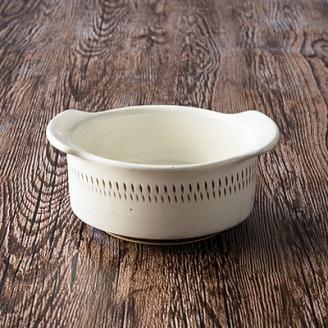 AA111 小石原焼 カネハ窯 飛び鉋グラタン皿(白艶×S)