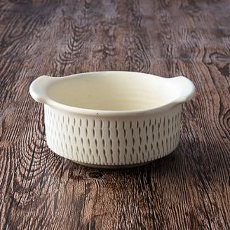 AA110 小石原焼 カネハ窯 飛び鉋グラタン皿(白マット×S)