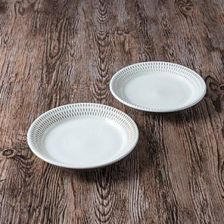 AA105 小石原焼 カネハ窯 飛び鉋プレートセット【小】(白×白ツヤ)