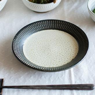 AA36 小石原焼 カネハ窯 飛び鉋プレート【大】(茶マット)