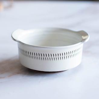 AA41 小石原焼 カネハ窯 飛び鉋グラタン皿(白ツヤ×M)