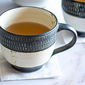 AA47 小石原焼 カネハ窯 飛び鉋モーニングカップ(茶マット)